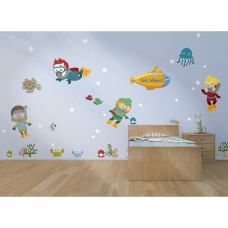 Kit Adesivo de Parede - Mergulhador